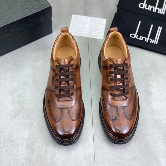 Dunhill Mens Pointed Leather Sports Shoes Brown main image 6
